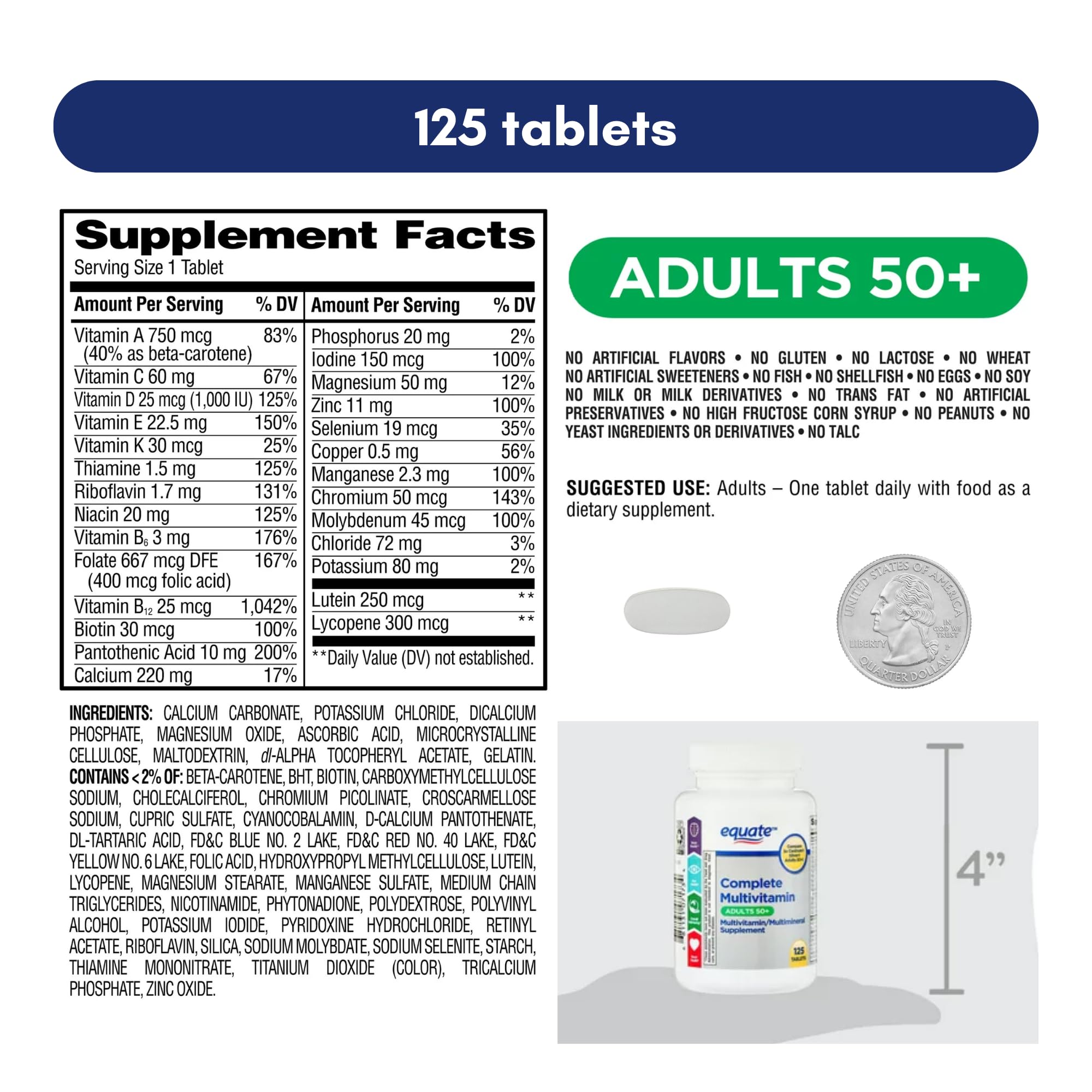 Equate 50+ dosis diaria: toma sencilla para rutina