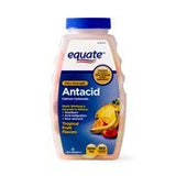 Equate tabletas antiácidas en primer plano, masticables para alivio ocasional.