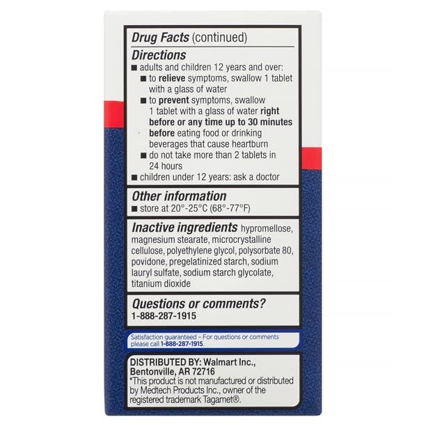 Equate Cimetidina 200 mg dosis única para alivio de la indigestión