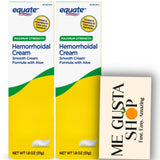 Crema hemorroidal Equate, dos envases, listo para uso externo diario.