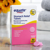 Equate tableta masticable con bismuto subsalicilato para malestares estomacales