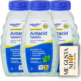 Tabla Equate de antiácidos masticables, sabor menta de invierno, 750 mg, lista para usar.