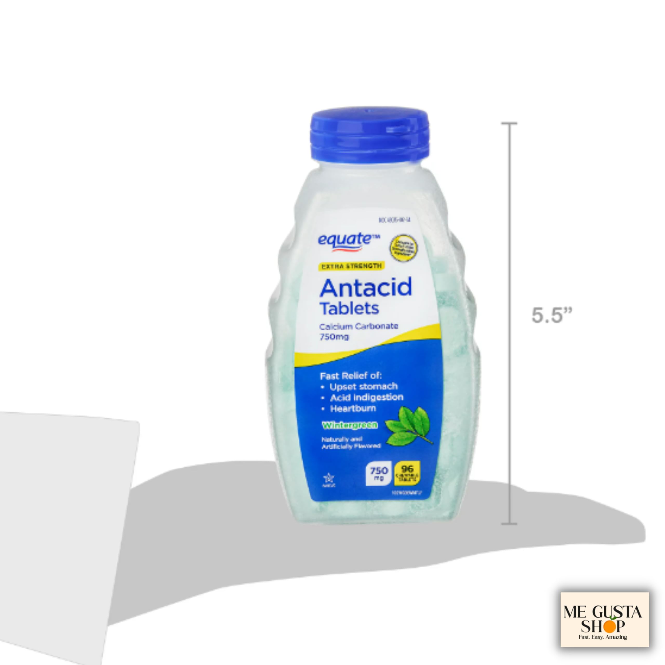 Primer plano de tabletas masticables sabor menta de invierno de Equate.