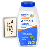 Tabletas anticido de menta Equate, sabor refrescante.