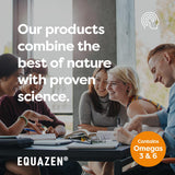 Equazen Eye Q Omega 3 & 6: bote en mesa, diseño práctico.