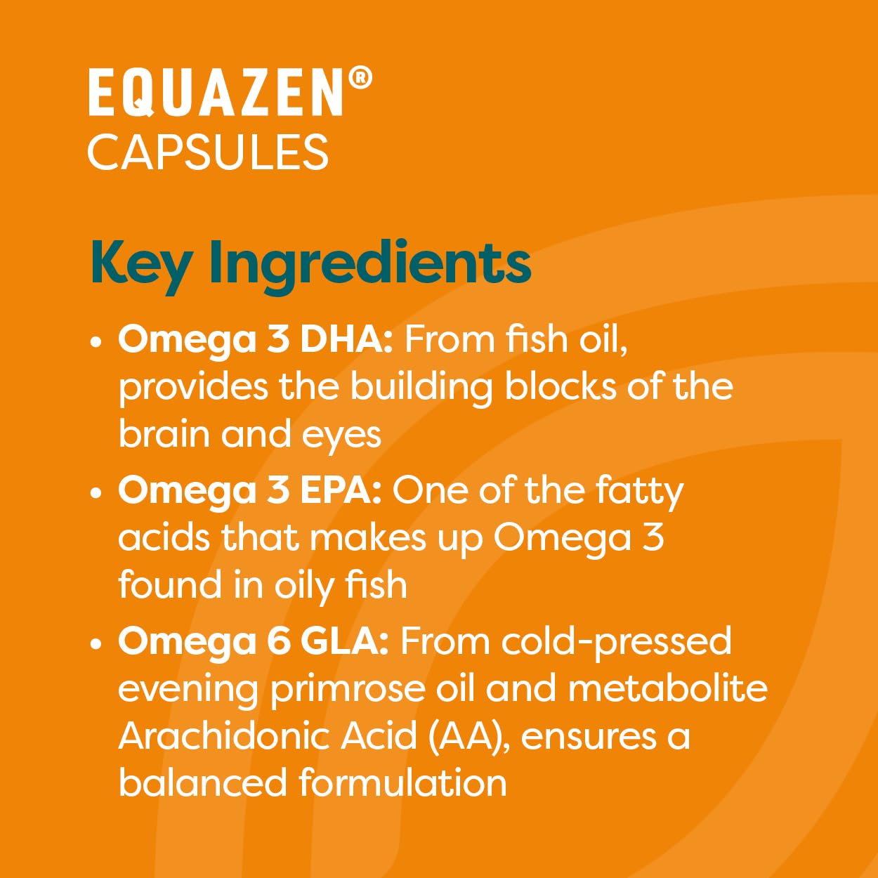 Equazen Eye Q Omega 3 & 6: etiqueta nutricional legible para revisar componentes.