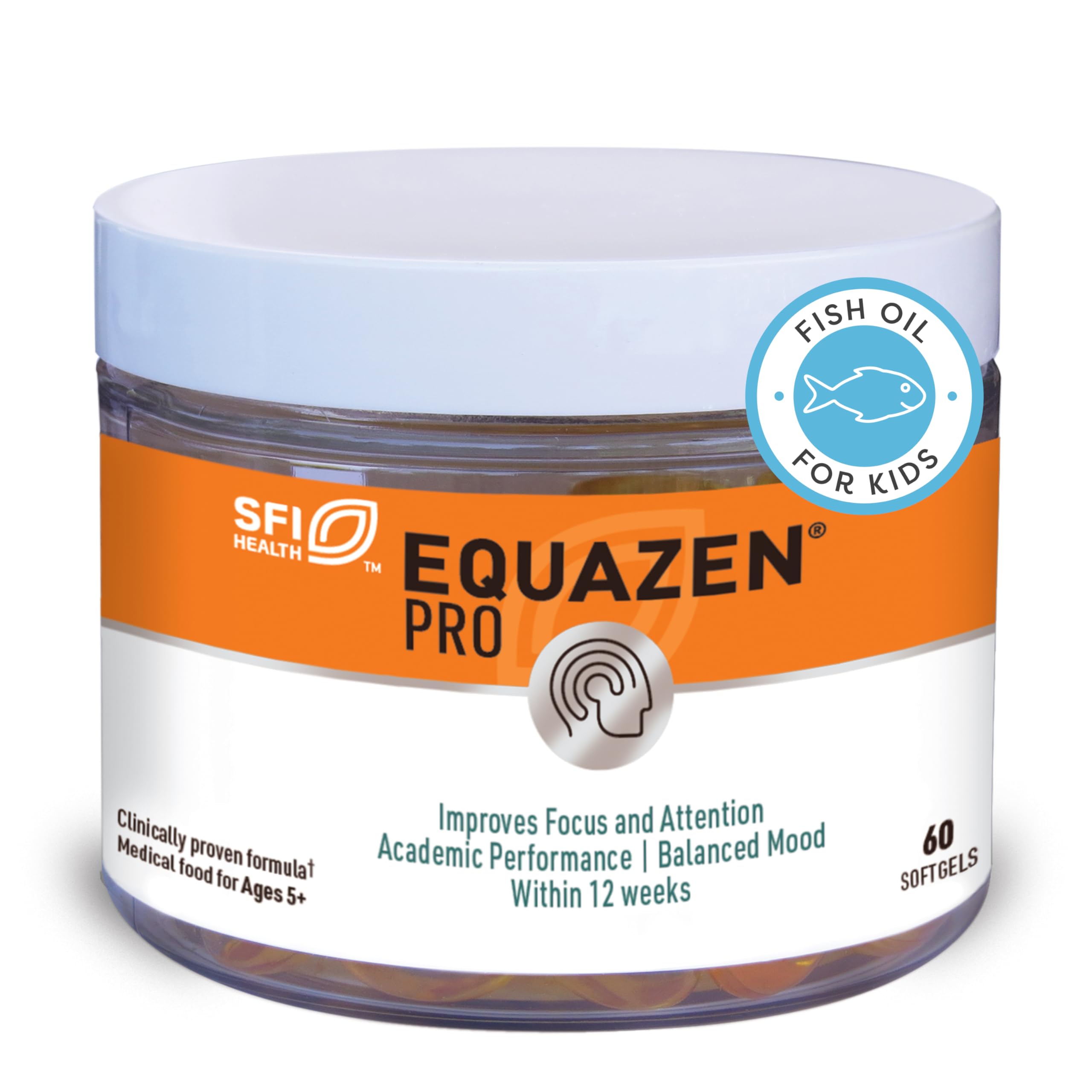 Equazen Pro SFI, botella-aceite-pescado-capsulas-blandas: ingesta diaria suave para niños.