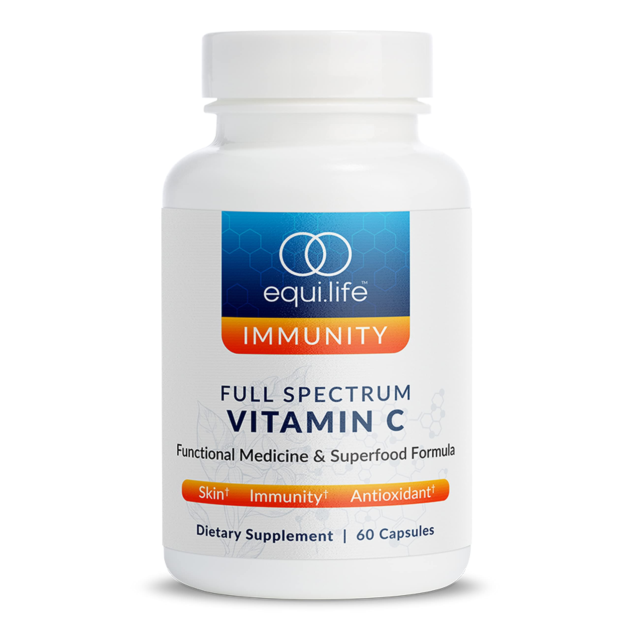 Equilife Vitamina C de espectro completo en cápsulas para apoyo antioxidante diario.