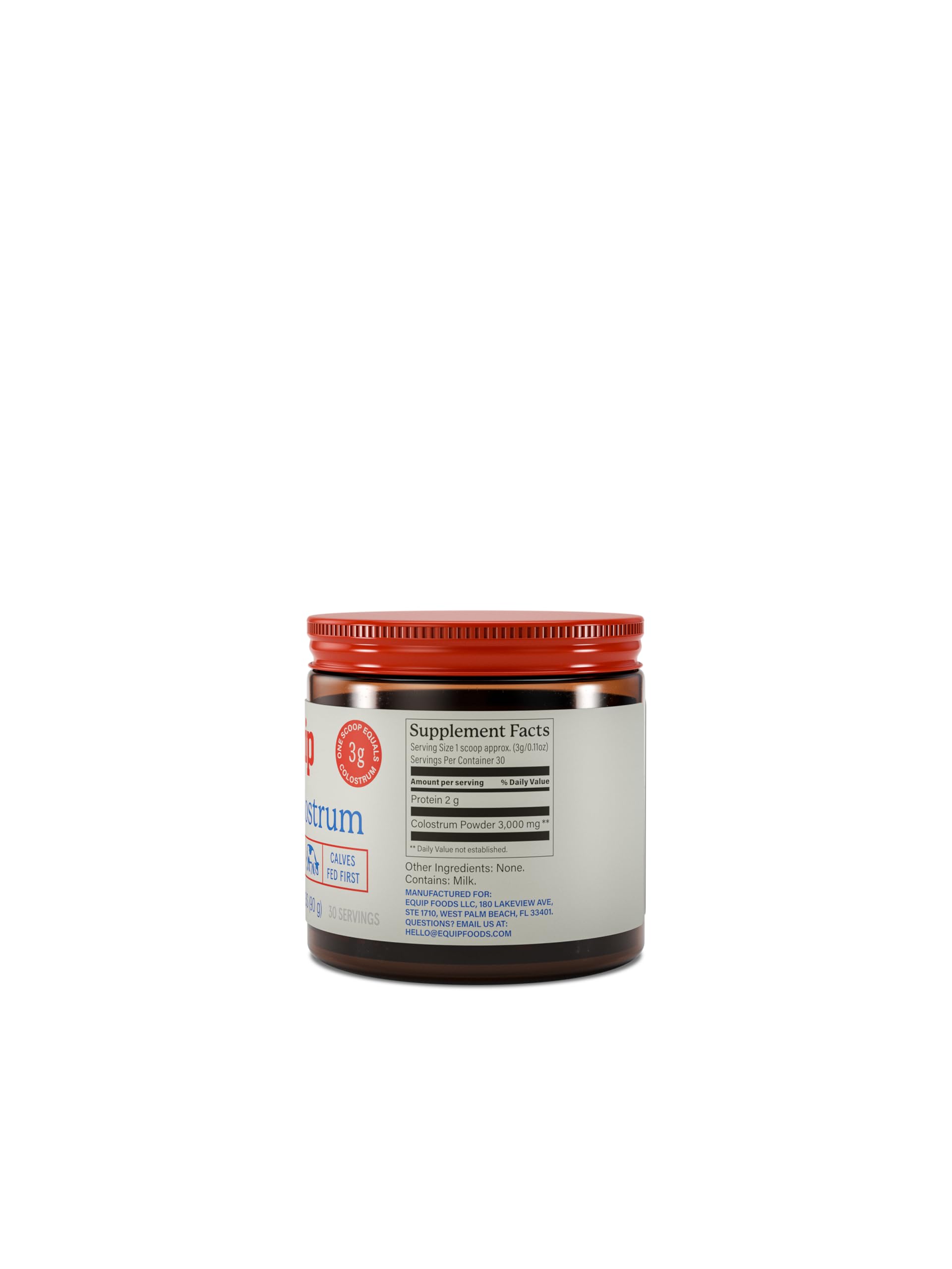 Equip Colostro Bovino: contiene IgG y lactoferrina para nutrición.