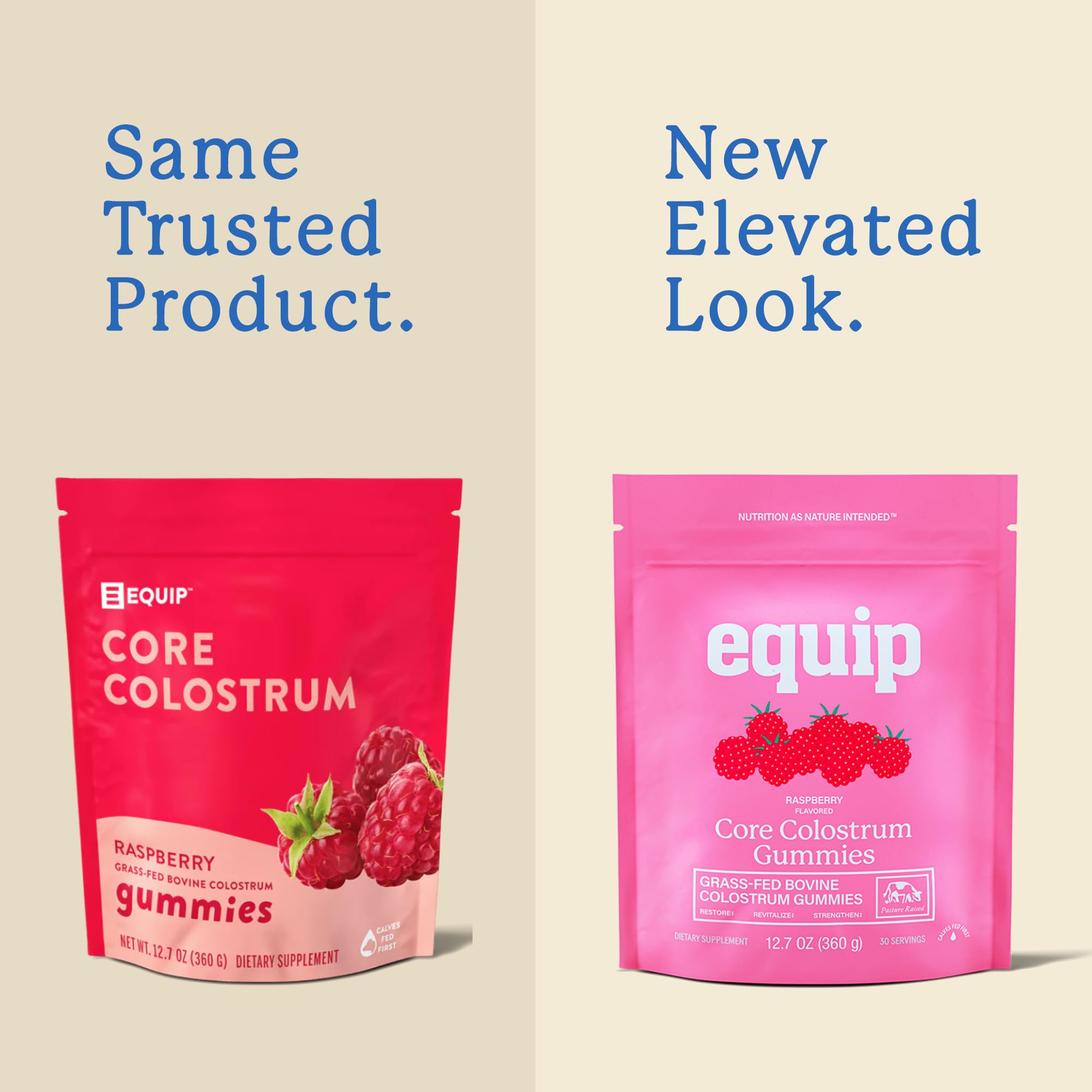 Gomitas Equip de colostro, textura suave y sabor frambuesa para snack saludable