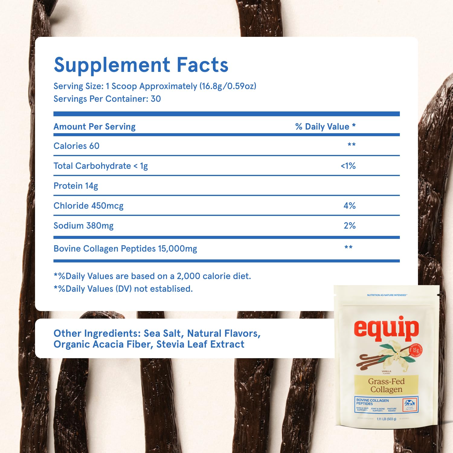 Equip Foods Colágeno vainilla, vaso con batido suave y apetecible
