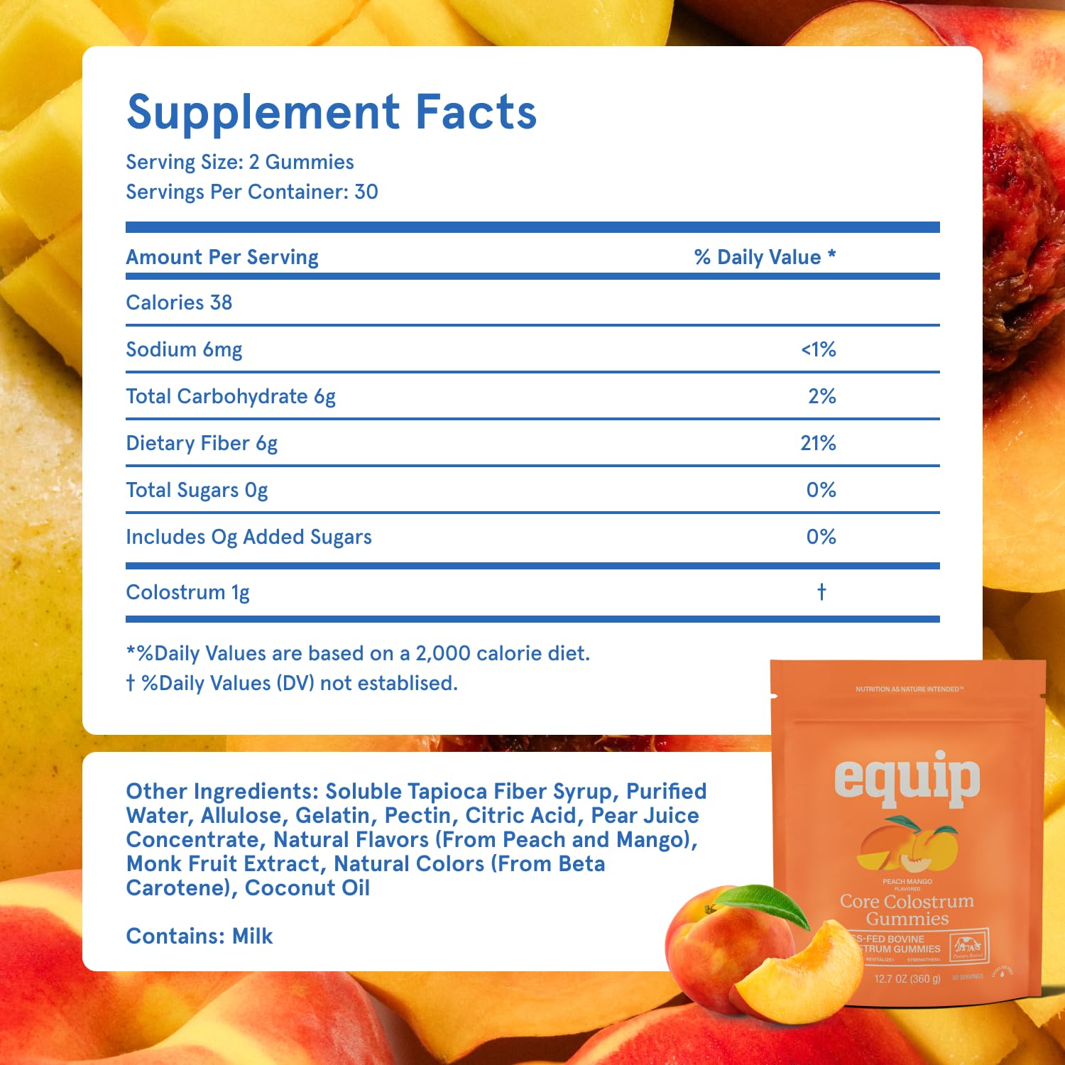 Gomitas Equip Foods Core valor nutricional del colostro bovino