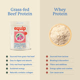 Equip Prime Protein batido en vaso, bebida cremosa para recuperación post-entrenamiento.
