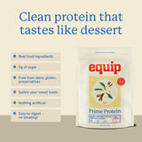 Porciones de 30 servicios de Equip Prime Protein Powder para nutrición diaria.