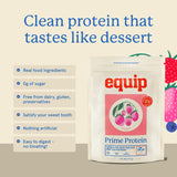 Equip Prime Protein sabores chocolate, vainilla, fresa sin azúcares añadidos.