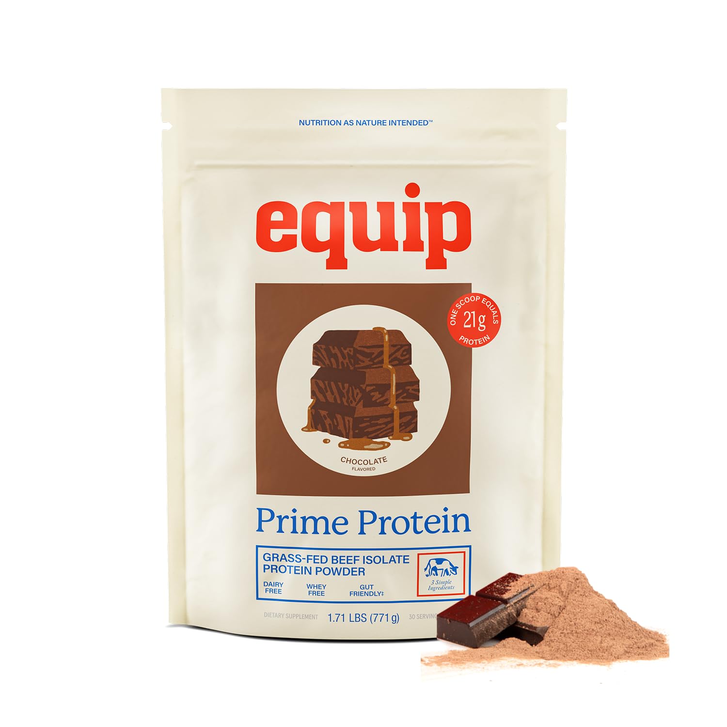 Equip Prime Protein chocolate: pote para batidos con proteína de res de pasto.