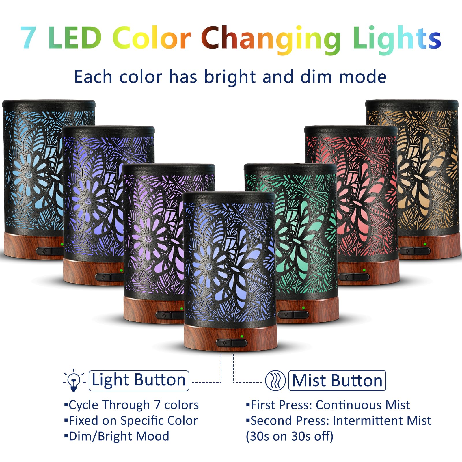 Iluminación ambiental de 7 colores para crear ambiente relajante