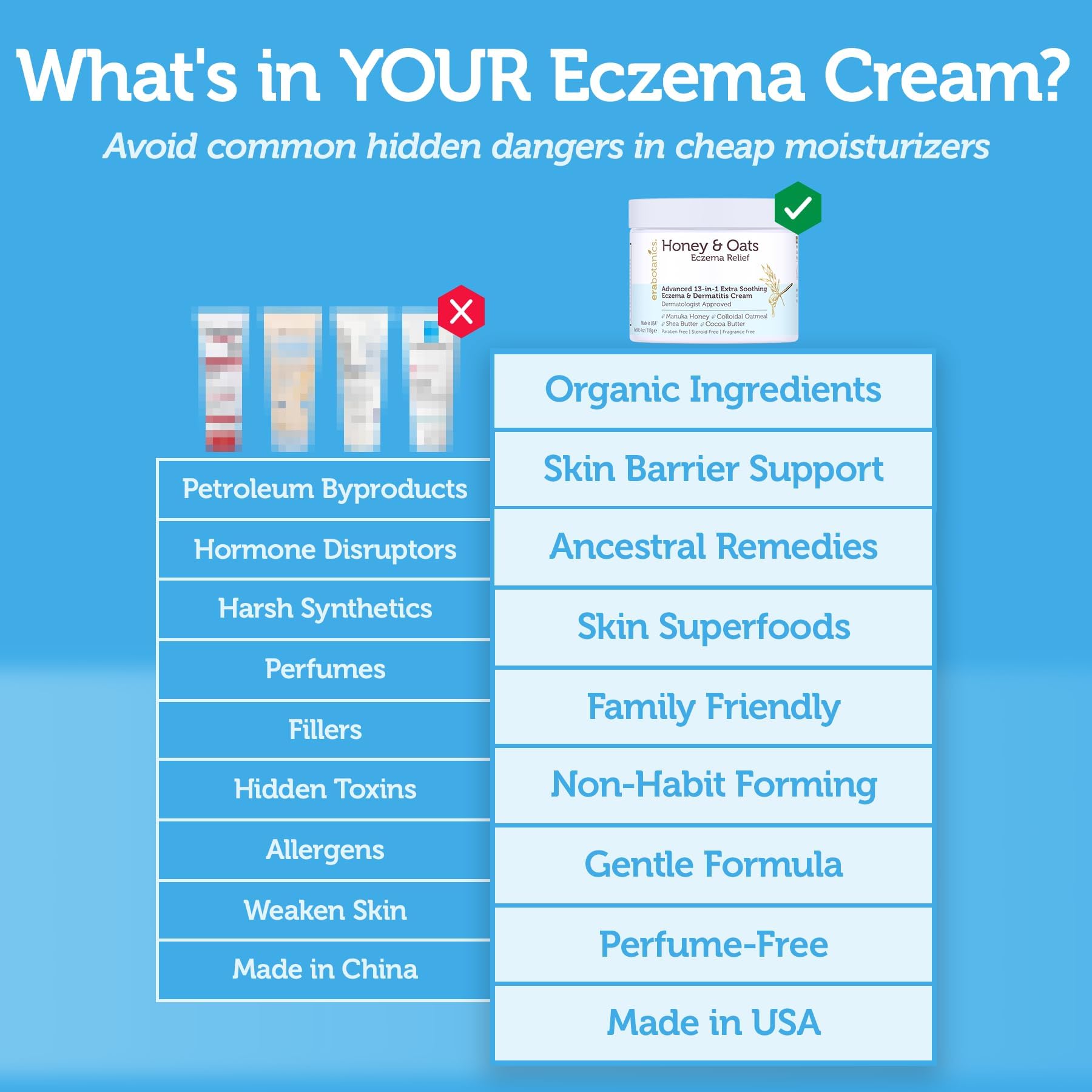 Era Organics bote de crema, práctico para uso familiar.
