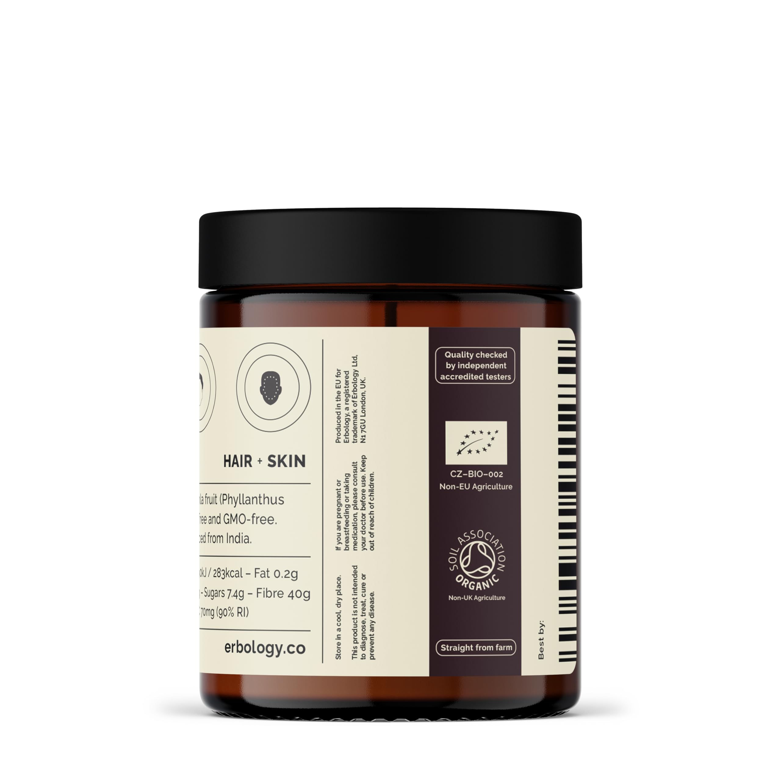 Erbology polvo de amla, uso en batidos y recetas para energía diaria.