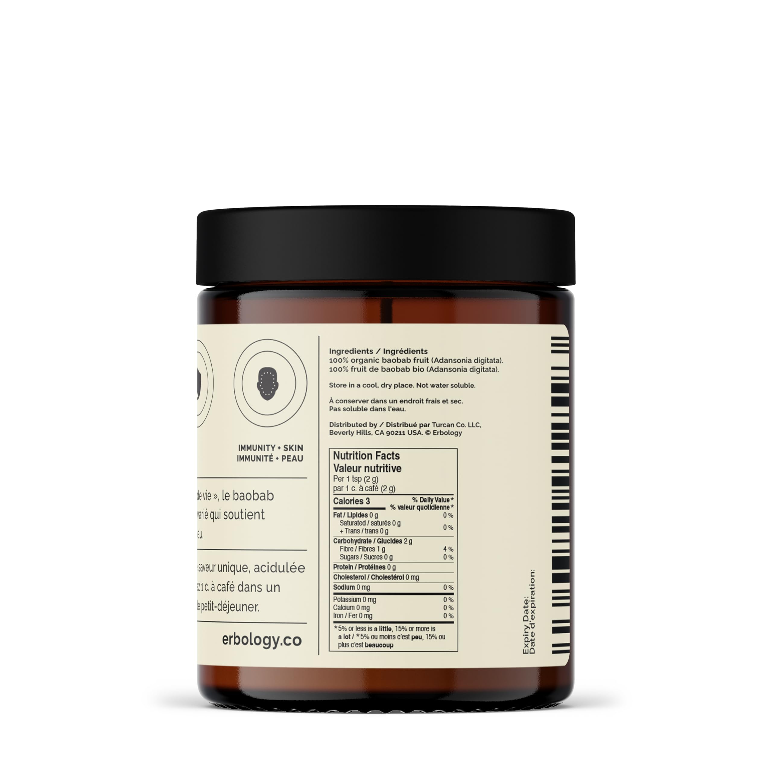 Erbology Baobab Polvo En Taza: incorporación diaria fácil.