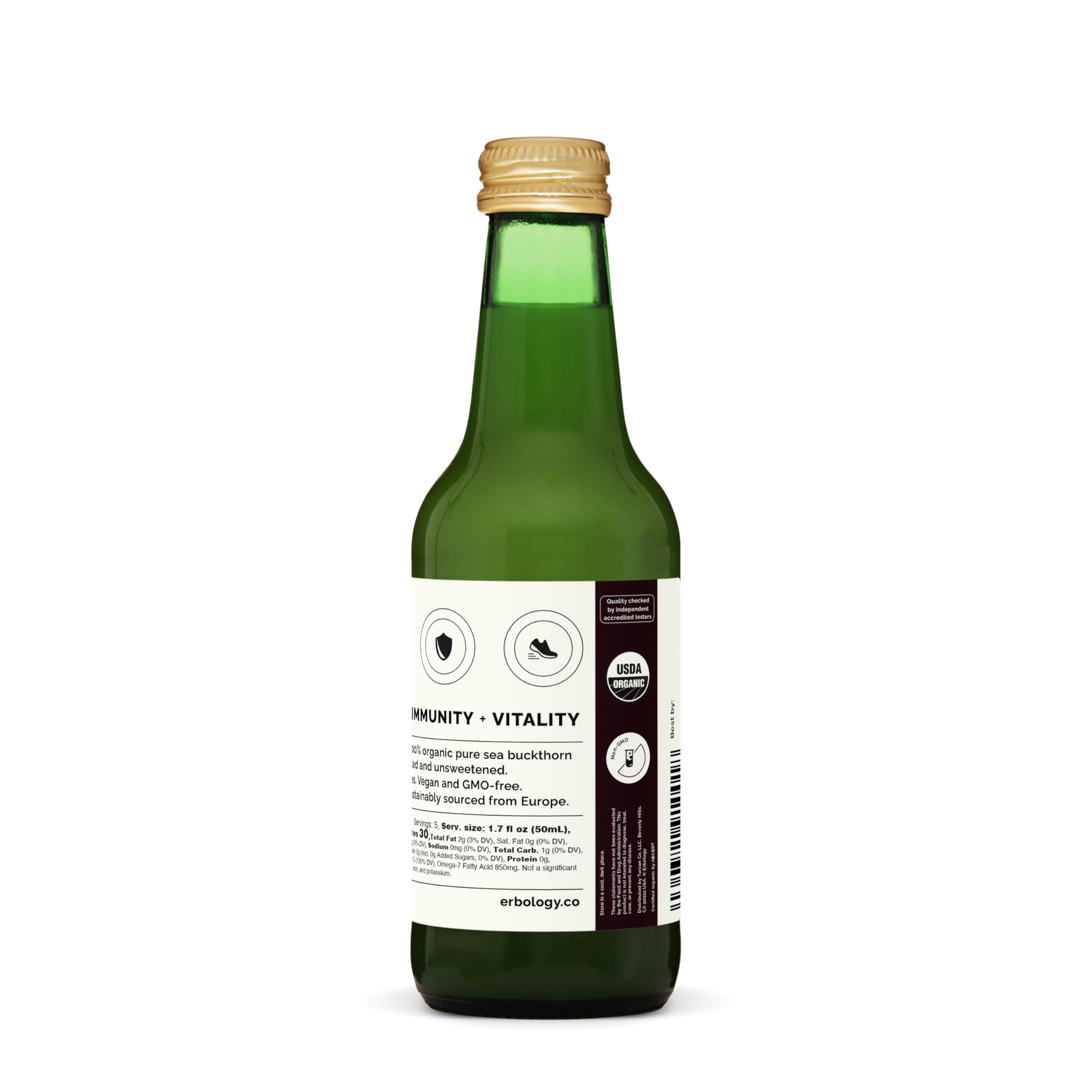 Jugo de espino amarillo de Erbology, fuente de vitamina C.