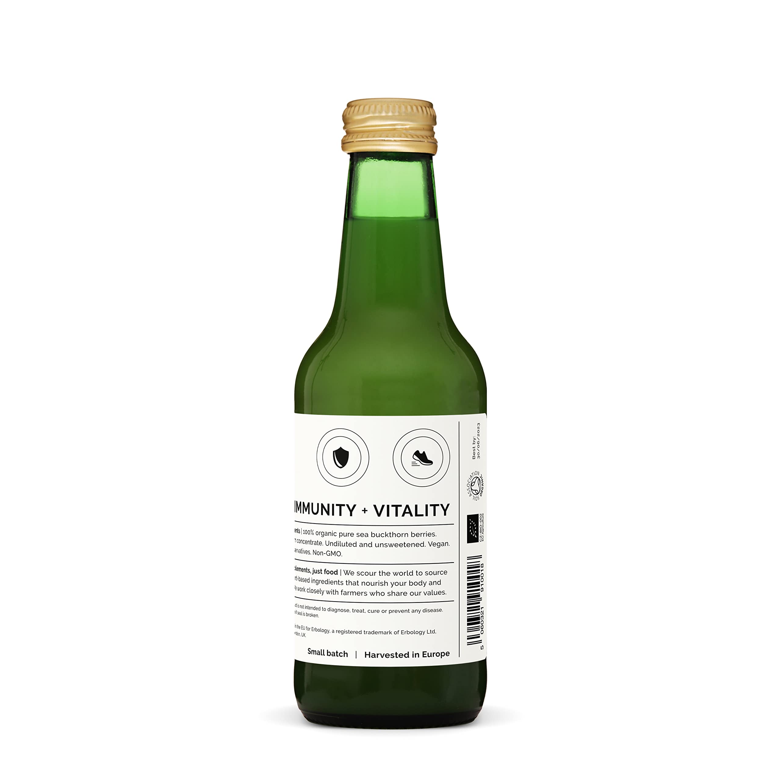 Erbology Zumo espino amarillo para añadir a smoothies y batidos.