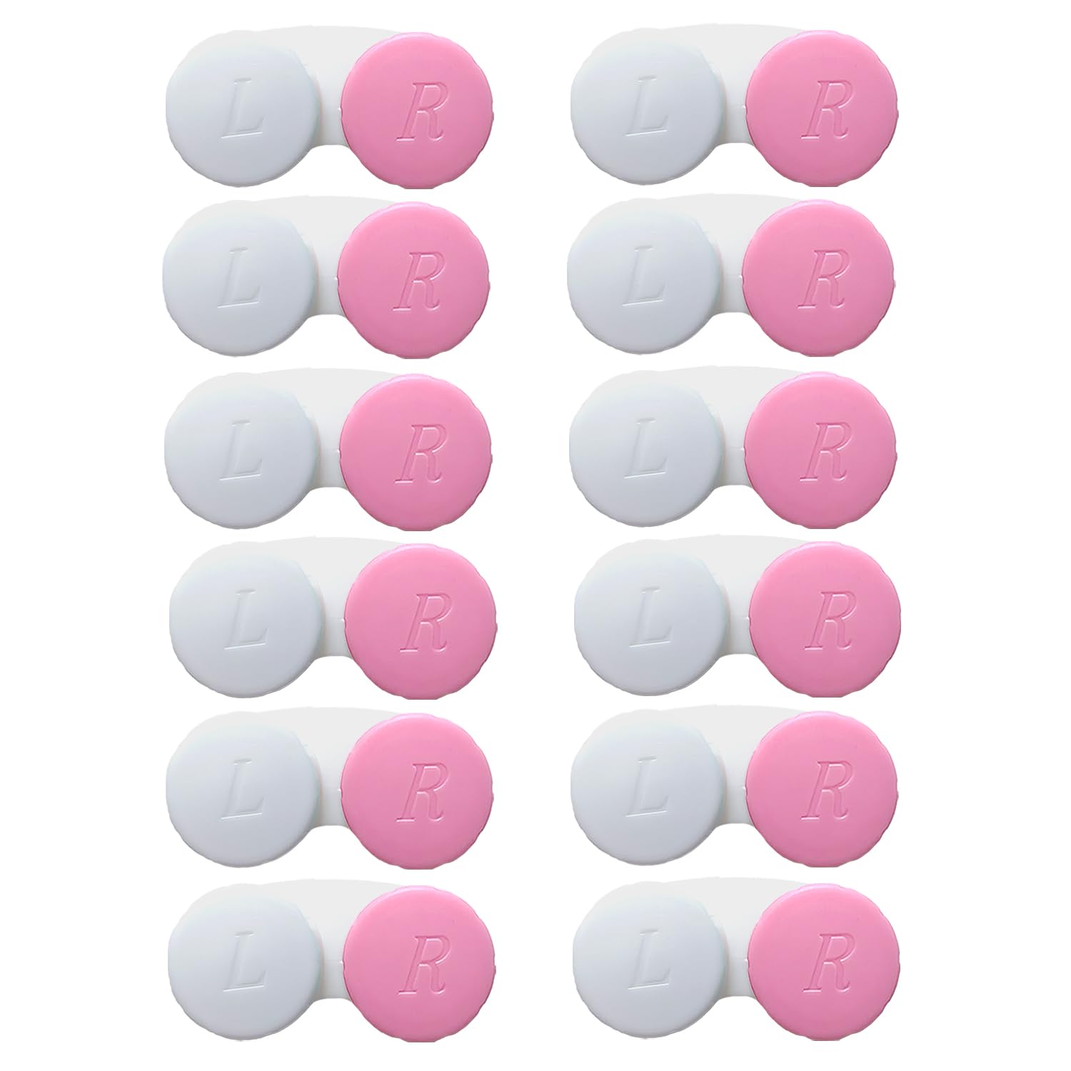 Estuche Erewa para lentes de contacto blanco y rosa, fácil identificación.