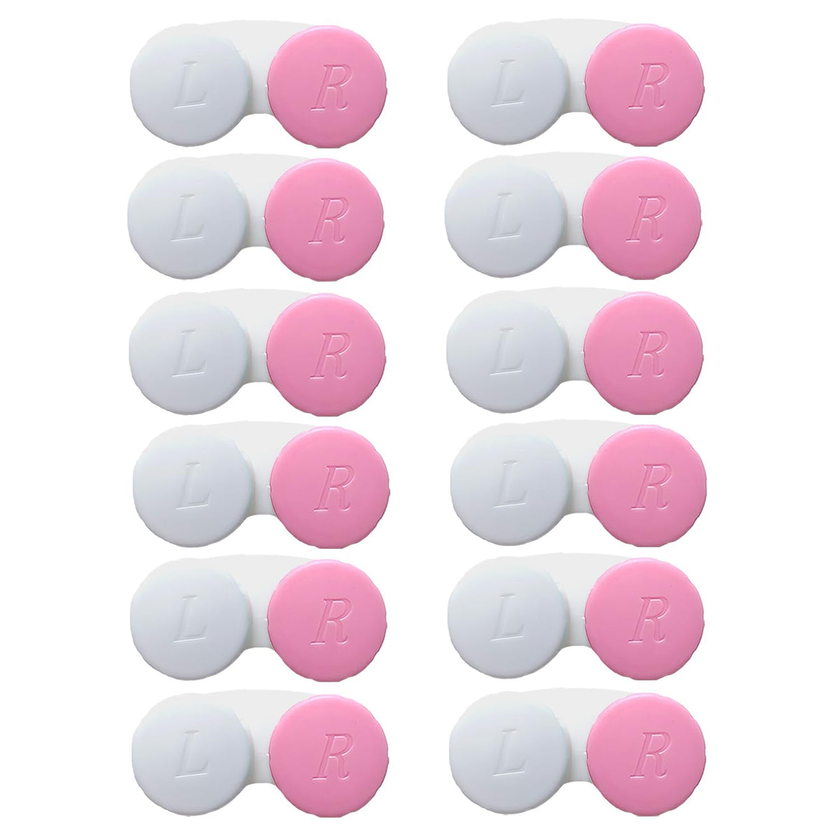Estuche Erewa para lentes de contacto blanco y rosa, fácil identificación.