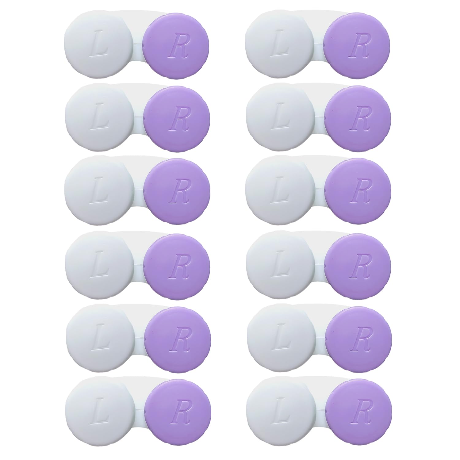 Estuche Erewa para lentes de contacto blanco y morado, almacenamiento claro y organizado.
