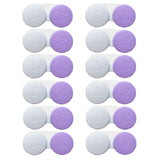 Estuche Erewa para lentes de contacto blanco y morado, almacenamiento claro y organizado.