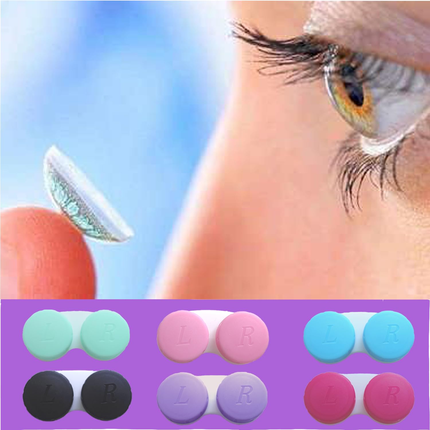 Erewa púrpura, estuches para lentes, ideal para rotar mensualmente.