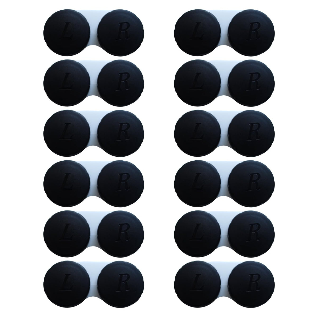 Estuche Erewa para lentes de contacto negro, 12 piezas, almacenamiento compacto.