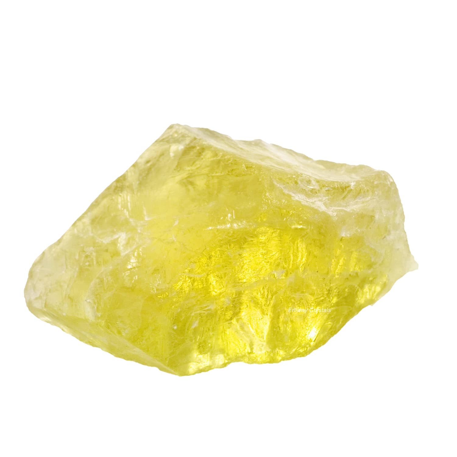 Erliway Citrino cristal crudo grande, vista frontal, ideal para exhibir brillo decorativo.