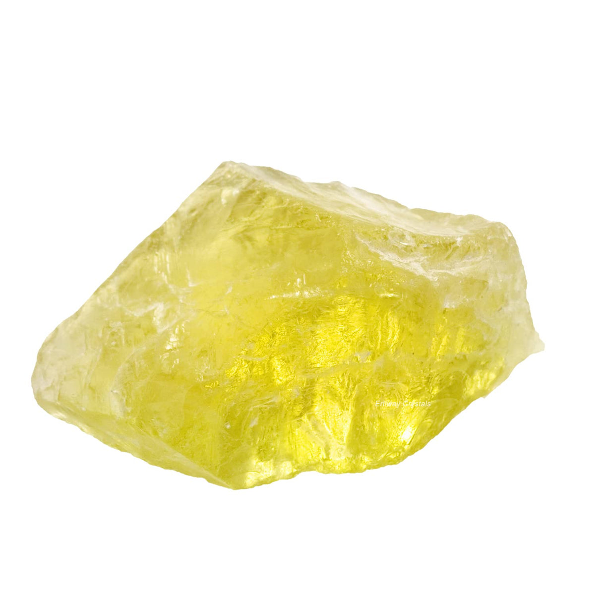 Erliway Citrino cristal crudo grande, vista frontal, ideal para exhibir brillo decorativo.