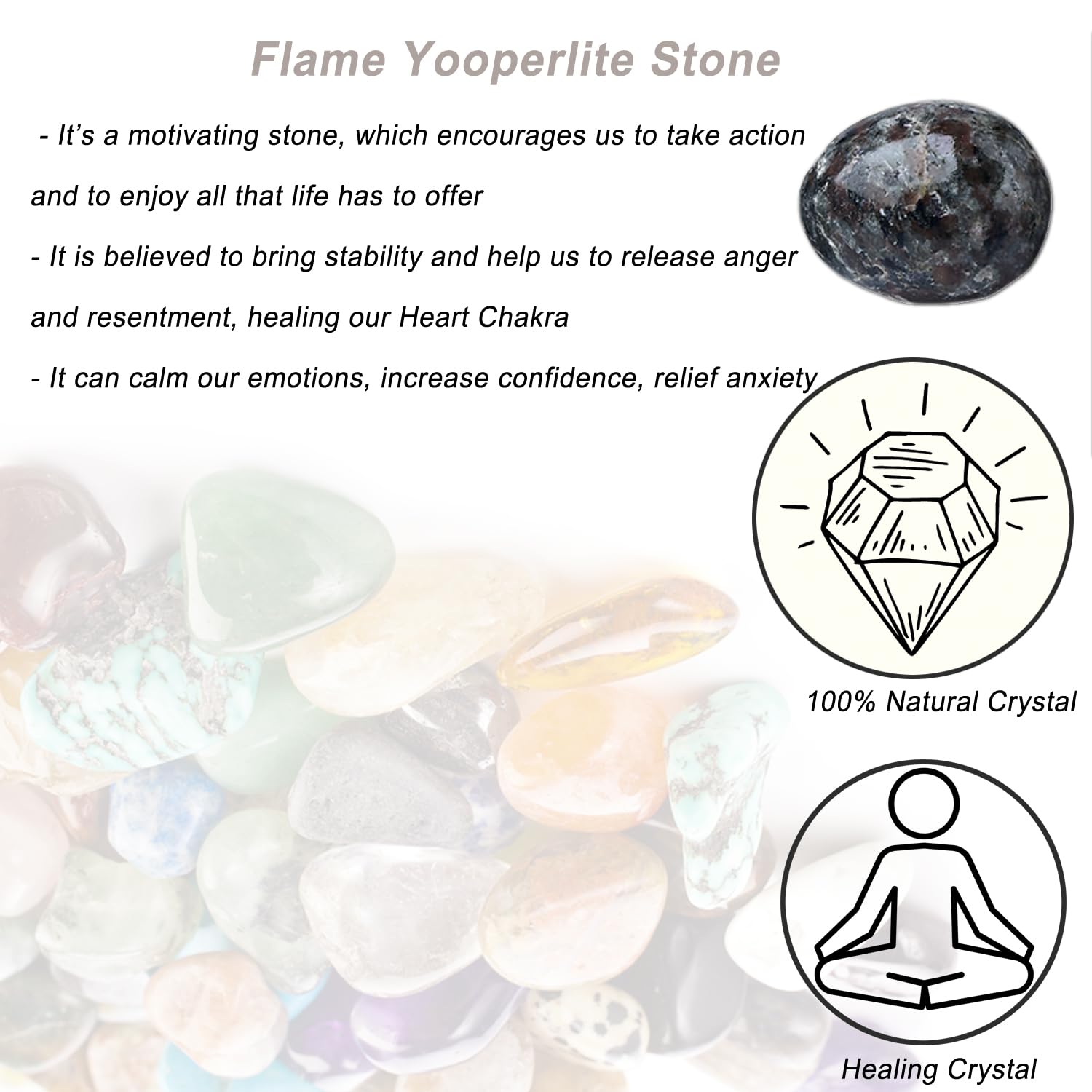 Erliway Flame Yooperlite, útil en feng shui para equilibrio del espacio.