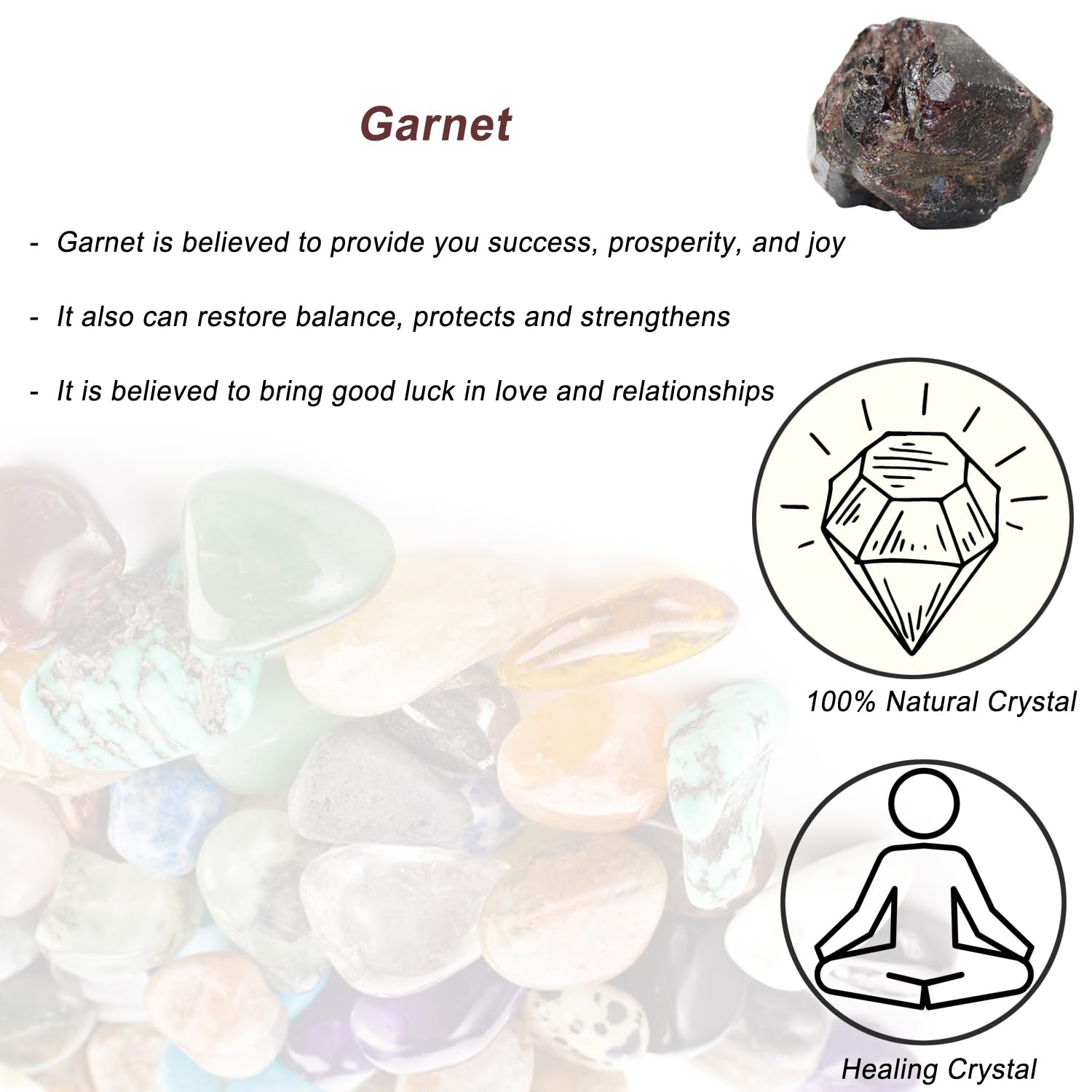 Erliway Garnet cristal pulido-brilloso para joyería y manualidades creativas.