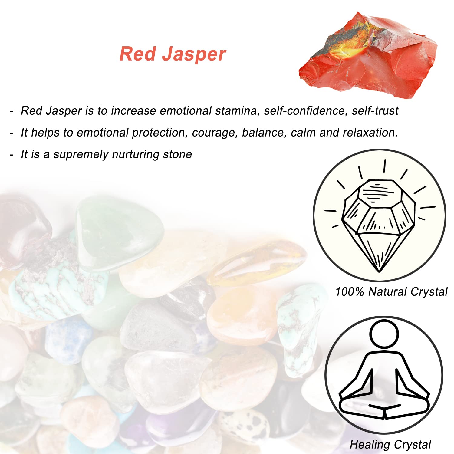 Erliway jaspe rojo, perfecto para joyería y Reiki.