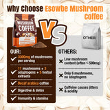 Esowbe Café de Hongos, etiqueta orgánica con ingredientes limpios.