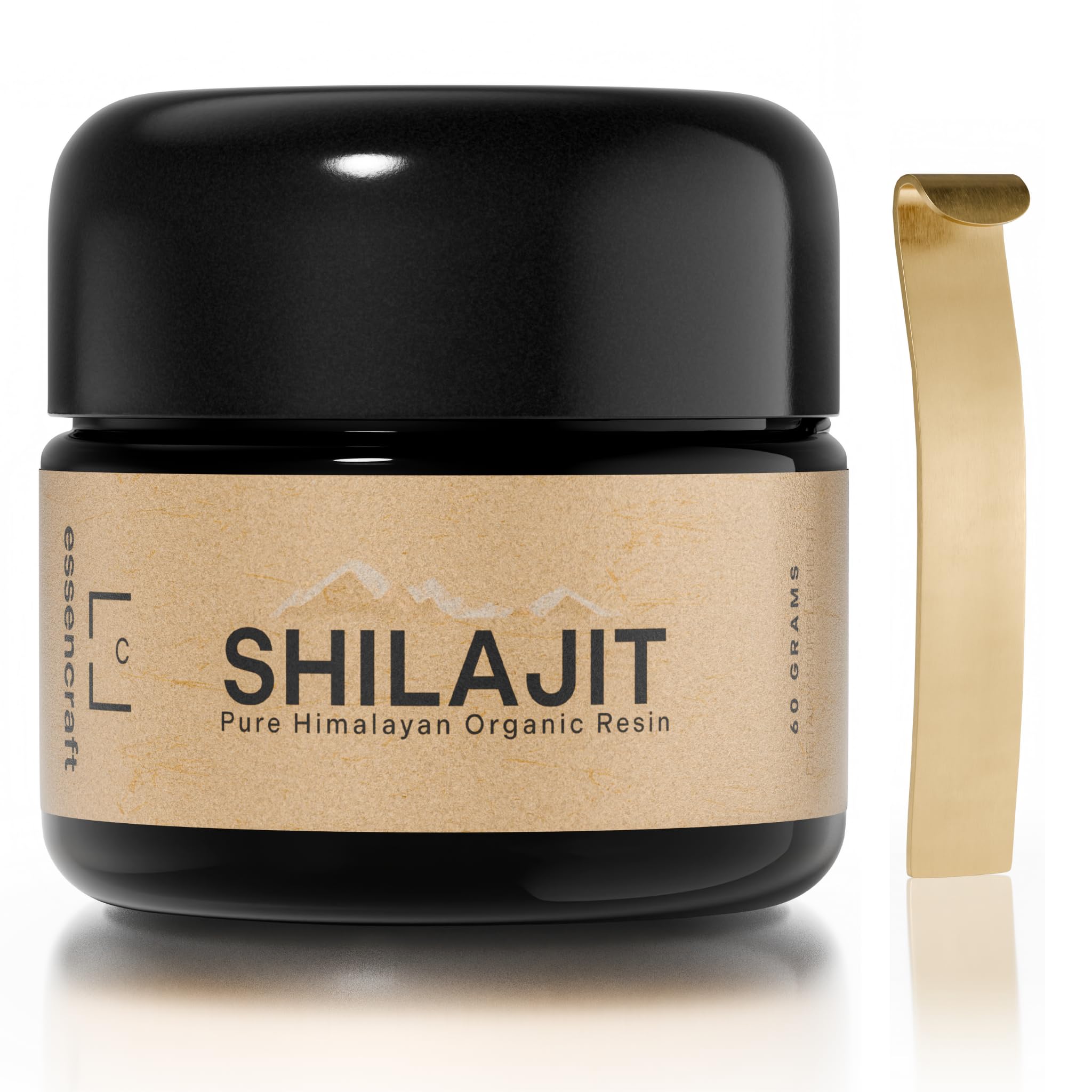 Essencraft organic Himalayan Shilajit Resin in a jar boosts daily vitality and focus
