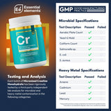 Essential Elements Creatina Monohidrato Micronizada, disolución fácil en bebidas.