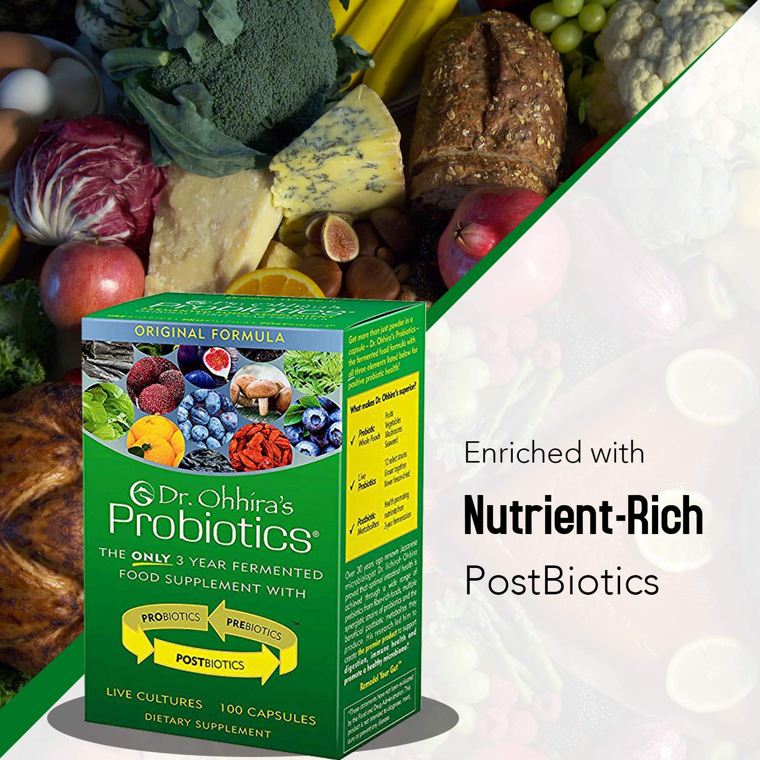 Dr. Ohhira's Probiotics: ingredientes vegetales fermentados para salud.