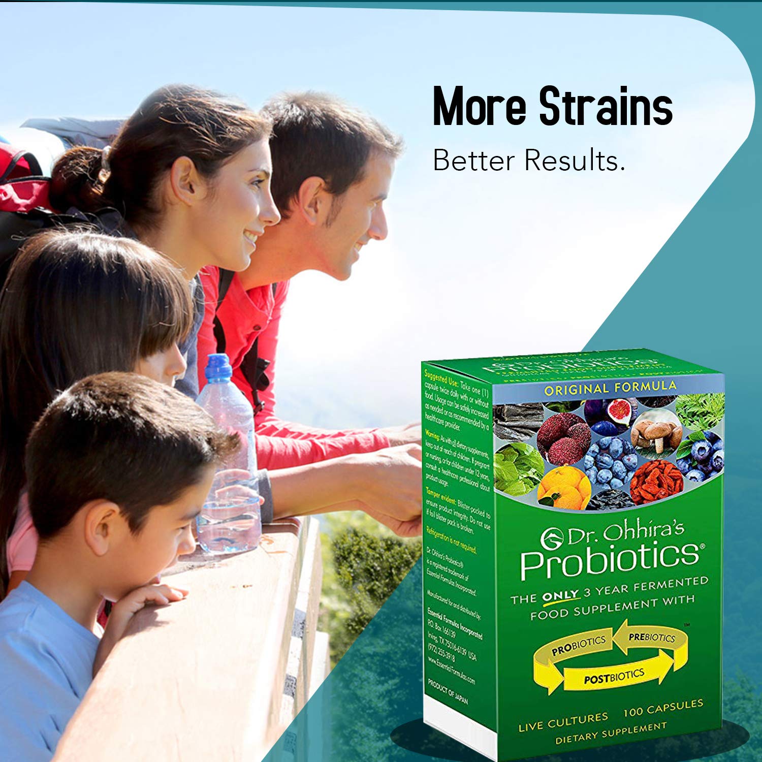 Dr. Ohhira's Probiotics: etiqueta sin OGM para claridad.