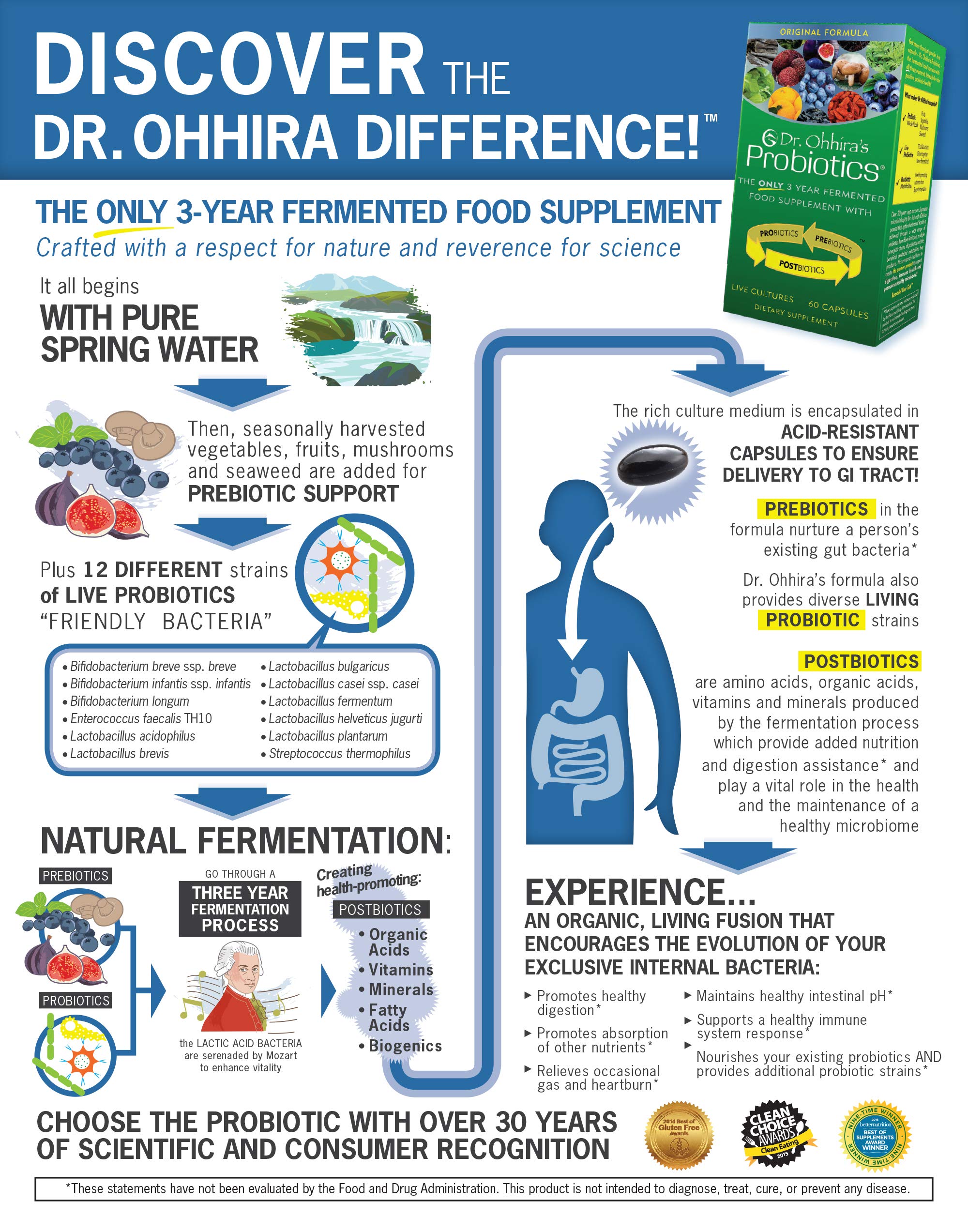 Dr. Ohhira’s Probiotics Original con fermentación de tres años para microbiota