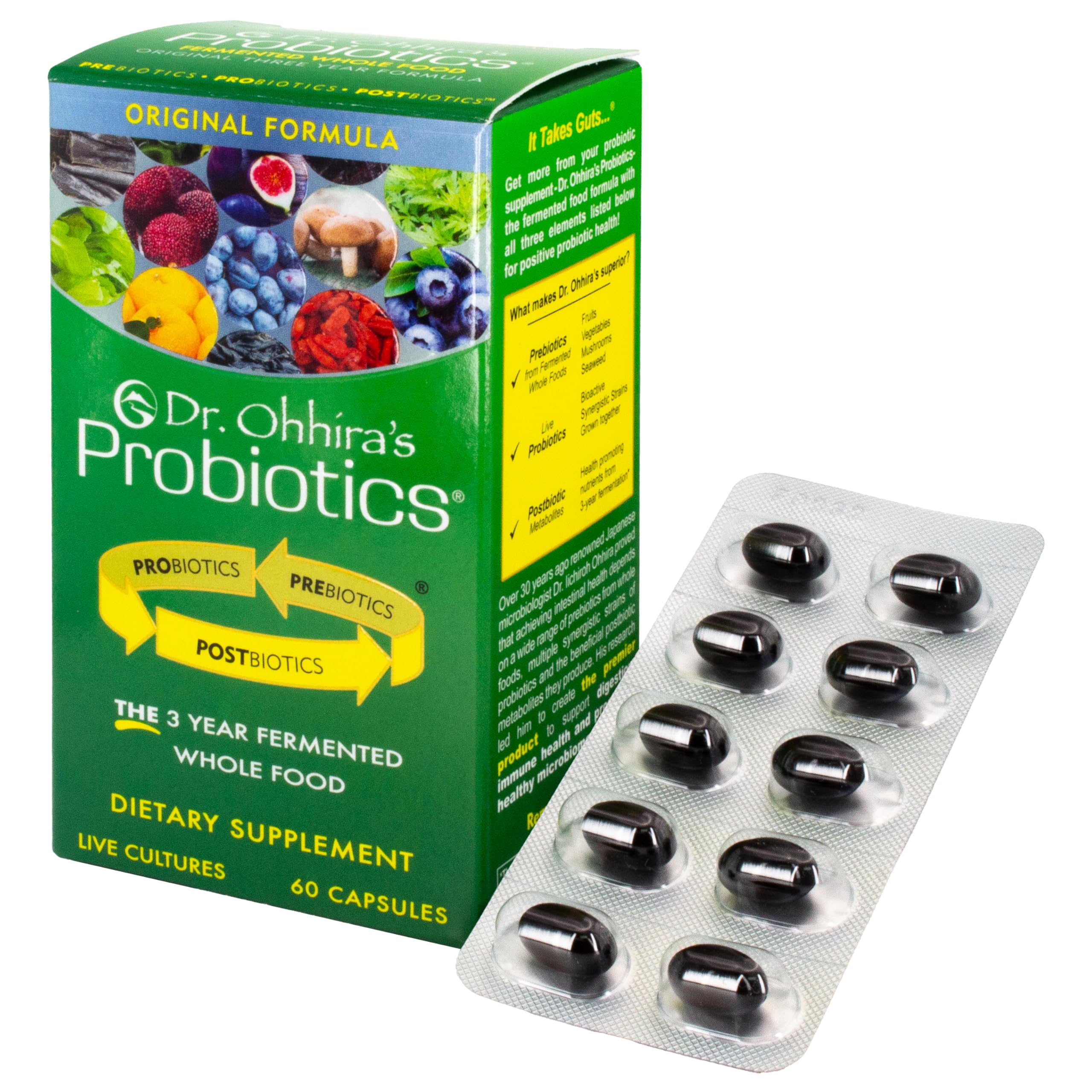 Botella de Essential Formulas Ohhira’s Probiotics Original, apoyo al equilibrio intestinal.