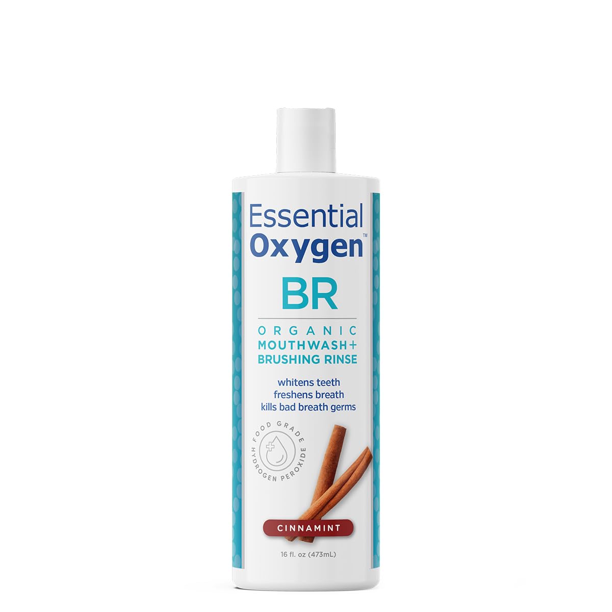 Essential Oxygen Enjuague Bucal Cinnamint, botella 16 onzas, aliento fresco