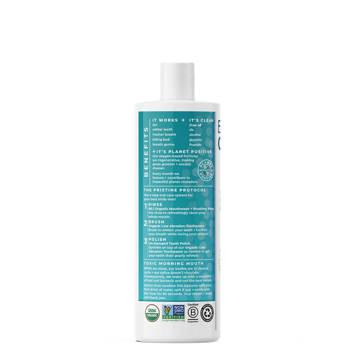 Enjuague sin alcohol de Essential Oxygen Cinnamint para encías sensibles