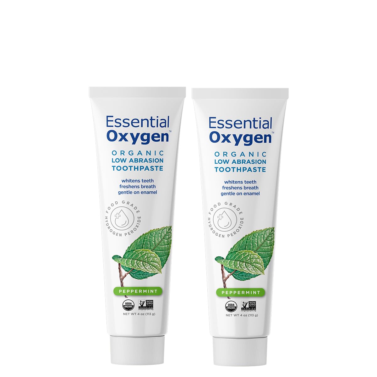 Pasta dental Essential Oxygen para sensibilidad dental y limpieza diaria.