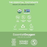 Pasta dental Essential Oxygen sin fluoruro para uso diario.