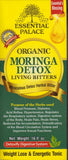 Essential Palace Moringa Orgánica amargos; botella vertiendo para ritual de bienestar diario