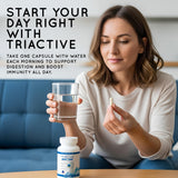 Tomar una cápsula diaria con comida para mejor absorción de TriActive Biotics.